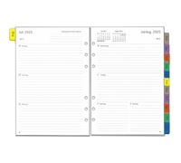 Agenda semainier 2025-2026 - Format A5 - 6 trous - En allemand - 1 semaine sur 2 pages avec onglets - Notes supplémentaires de contact - Du 25 au juillet 26 - Papier épais - 100 g/m² - Pour calendrier