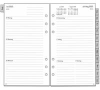 Agenda Semainier 2025-2026 - Format A6 - 6 Trous - En Allemand - 1 Semaine Sur 2 Pages Avec Onglets - Notes Supplémentaires - Août 25 À Juillet 26 - 95 X 171 Mm - 100 G/M² - Recharge Pour Calendrier