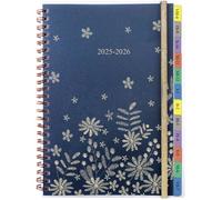 Agenda Semainier 2025 2026 Semainier A5 Vertical, Planificateur Hebdomadaire & Mensuel avec Onglets, Notes, Contacts, Poche Arrière