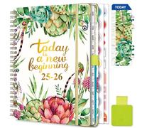 Agenda Semainier 2025 2026 Spirale - A5 Agenda Scolaire (Juillet 2025 - Juin 2026)- 12 Mois Planner Avec boucle de stylo,Règle Signet & Autocollants de plan (Vert clair)