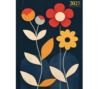 Agenda Semainier 2025 A4: Vue verticale, 1 semaine sur deux pages, grand format A4 avec heures, couverture souple moderne, à motif floral, pour une année organisée de janvier à décembre.