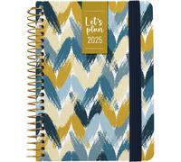 Agenda Semainier 2025 A6 Modèle Design Trixie Spirale Couverture Rigide Doublée Tissu Fermeture Élastique Avec Autocollants Icônes Et Messages Fsc.[F1532]