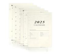Agenda semainier 2025, format A5, 6 trous, 176 pages, format A5, janvier 2025 à décembre 2025, recharge de papier 139 x 206 mm pour planificateurs, agendas, projets de bricolage