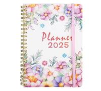 Agenda semainier 2025 pour enseignant, format A5, 12 mois, couverture rigide, reliure à double spirale, fermeture élastique