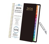 Agenda semainier 2026 à 2026-12 mois - Avec solide - Suivi des objectifs et des tâches avec zone de notes - Outil de productivité pour rendez-vous, listes de choses à faire et