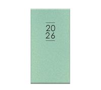 Agenda semainier 2026 à paillettes fines - Couverture rigide vert menthe - Organiseur de poche - Format portefeuille scintillant - Idéal comme cadeau