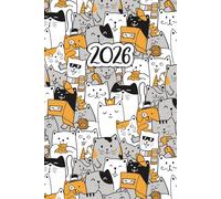 Agenda Semainier 2026 A5 Chats: Planificateur Hebdomadaire Horizontale | 12 Mois, de Janvier à Décembre | Planner Français avec Vue Semaine sur Deux Pages