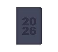 Agenda semainier 2026 de poche - Bleu marine en relief rembourré en similicuir souple - Design minimaliste - Carnet relié pour affaires et étudiants