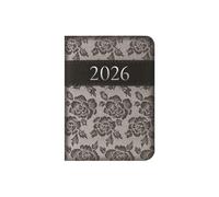 Agenda semainier 2026 de poche format A7 - Style dentelle grise - Léger et compact - Organiseur de voyage pour étudiant