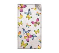 Agenda semainier 2026 fin de poche - Cuir synthétique texturé blanc avec motif papillon - Léger et compact - Organiseur de voyage pour étudiant