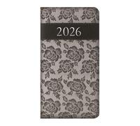 Agenda semainier 2026 fin de poche style dentelle grise texturé - Carnet de notes léger et compact - Organiseur de voyage pour étudiant