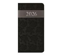 Agenda semainier 2026 fin de poche style dentelle noire texturé - Carnet de notes léger et compact - Organiseur de voyage pour étudiant