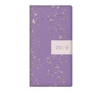 Agenda semainier 2026 fin en similicuir violet à paillettes en relief - Carnet de notes léger et compact - Organiseur de voyage pour la maison, le bureau, les étudiants