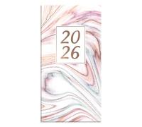 Agenda semainier 2026 fin - Motif marbre blanc - Couverture rigide - Organiseur hebdomadaire élégant pastel - Cadeau de voyage