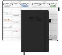 ® Agenda Semainier 2026, Format A4, 21 X 28 Cm, Planning Journalier Et Emploi Du Temps, Couverture Rigide De 12 Mois, Pour Le Travail, L'apprentissage Et La Famille, Noir