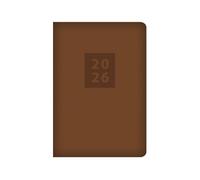 Agenda semainier 2026 format A5 avec couverture douce au toucher marron riche en relief - Pour le travail, l'école, les voyages - Pour les professionnels