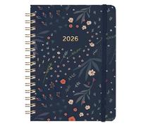 Agenda semainier 2026 - Format A5 - De janvier à décembre 2026 - Couverture rigide avec poche intérieure - Reliure à double spirale - 21,5 x 15,5 cm