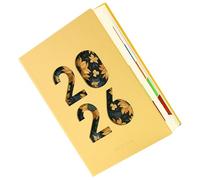 Agenda semainier 2026 - Format A5 en cuir synthétique - Carnet de 365 jours avec calendrier mensuel et journal quotidien - Gestion du temps, organisation, notes et planification annuelle