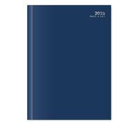 Agenda semainier 2026 page par jour - Couverture rigide reliée - Format A4/A5/A6 ou de poche - Planificateur de bureau de qualité supérieure (bleu, A4 page par jour (1/2 page Wknd))
