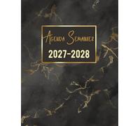 Agenda Semainier 2027-2028: 1 Semaine sur une Page A4 | Organisateur Pratique de 1 Janvier 2027 à 31 Décembre 2028 | Théme: Noir et Doré |