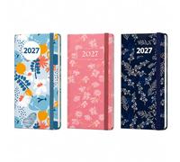 Agenda semainier 2027 au design assorti A6 avec couverture rigide, ruban marque-page et sangle élastique, reliure cousue, planificateur annuel 2027-2028, pages de notes, couleurs assorties