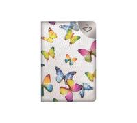 Agenda semainier 2027 de poche format A7 - Mini papillon blanc | Cuir synthétique, couverture texturée, organiseur compact, léger, portable, journal de voyage, travail, étude