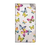 Agenda semainier 2027 élégant et rembourré avec motif papillon blanc | Cuir synthétique, couverture texturée, organiseur compact, léger, portable, journal de voyage, travail, étude