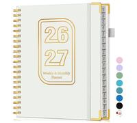 Agenda semainier et mensuel 2026-2027, janvier 2026 à juin 2027, format A4, 18 mois, semainier et mensuel, planificateur à spirale pour bureau, travail, école, maison, blanc