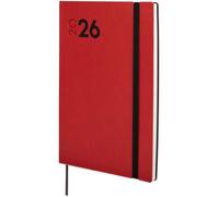 Agenda semainier horizontal 2026 de janvier à décembre 12 mois avec élastique et bande à points couverture souple rouge espagnol
