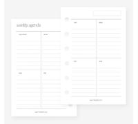 Agenda semainier non daté n°07 avec bordure verticale lignée semaine sur deux pages pour poche Filofax, recharge d'agenda LV PM 6 trous 8,1 x 12,7 cm