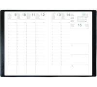 Agenda Semainier Olympe 16 x 24 cm - 1 Semaine Sur 2 Pages - Janvier 2026 à Décembre 2026 - Couverture Noir