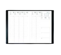 Agenda Semainier Olympe 16 x 24 cm - 1 Semaine Sur 2 Pages - Janvier 2025 à Décembre 2025 - Couverture Noir