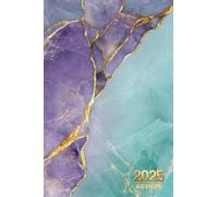 Agenda settimanale 2025: formato A6 da gennaio a dicembre, Un settimana su 2 pagine , Marmo verde viola oro elegante