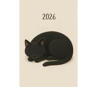 Agenda settimanale 2026 verticale A5 con gatto nero: 12 mesi, sabato domenica interi, intervalli 30 minuti, doppia pagina, italiano, donna, tema gatti.