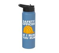 Agent de sécurité de la construction amusant Sensibilisation à la sécurité au travail Stainless Steel Insulated Water Bottle