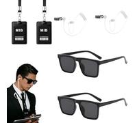 Agent Ensemble d'accessoires de costume 8 pièces pour homme et femme avec lunettes de soleil et écouteurs de sécurité Accessoires pour carnaval Costume de police pour homme Casque espion Jouet