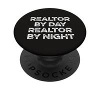 Agent Immobilier par Jour Immobilier par Nuit Vente drôle Agent Immobilier PopSockets PopGrip Adhésif