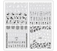 Ages Noir Blanc 3d Nail Art Autocollants Curseurs Fleurs Feuilles Géométrie Adhésif Nail Art Décalcomanies Décorations Bricolage Design Accessoires