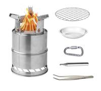 Ages Poêle De Camping Camping Poêle À Bois Portable Pliable En Acier Inoxydable Poêle Avec Soufflant Barre De Feu Accrocher Boucle Pour Extérieur Hikin