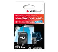 agfa carte memoire micro sdxc uhs i 64gb high speed u3 v30 a1