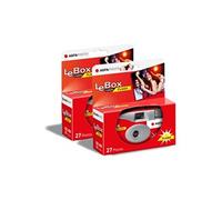 AGFA PHOTO 601020 - Appareil Photo Jetable LeBox Flash, 27 photos, Objectif Optique 31 mm - Gris et Rouge