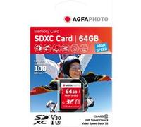 AgfaPhoto Carte mémoire SDXC 64GB Haute vitesse Classe 10 UHS-I U1 V30
