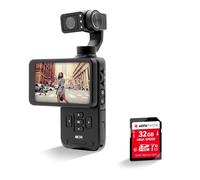 AGFA PHOTO Gimbal Realimove MC3X + Carte Mémoire SD 32 Go - Caméra Stabilisateur 3 Axes 4K Ultra HD, Écran Tactile Rotatif 3,5 , 20 MP, Suivi de Visage, Vision Nocturne, Grand Angle 120°, Wi-FI, Auton