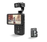 AGFA PHOTO Gimbal Realimove MC3X + Carte Mémoire SD 32 Go - Caméra Stabilisateur 3 Axes 4K Ultra HD, Écran Tactile Rotatif 3,5", 20 MP, Suivi de Visage, Vision Nocturne, Grand Angle 120°, Wi-FI - Noir