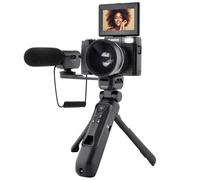 AGFA PHOTO Kit Vlogging inclus Caméra VLG-4K avec Objectif Grand Angle, Trépied Powerbank, Télécommande et Microphone