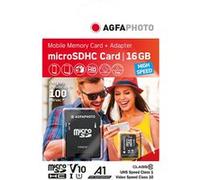 AgfaPhoto Carte mémoire microSDHC - 10580 - Capacité 16GB - Noir