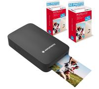AGFA PHOTO - Pack Imprimante Realipix Mini P + Cartouches et Papiers AMC pour 100 photos - Imprimante Photo Format 5,3 x 8,6 cm via Bluetooth - Sublimation Thermique 4Pass - Noir