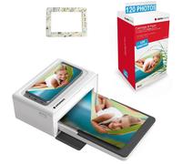 AGFA PHOTO Pack Imprimante Realipix Moments + Cartouches et papiers 120 photos + Joli cadre magnétique - Impression Bluetooth Photo 10x15 cm, iOS et Android, 4Pass Sublimation Thermique - Blanc