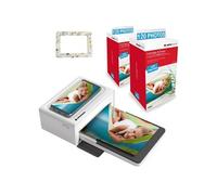 AGFA PHOTO Pack Imprimante Realipix Moments + Cartouches et papiers 240 photos + Joli cadre magnetique - Impression Bluetooth Photo 10x15 cm, iOS et Android, 4Pass Sublimation Thermique - Blanc