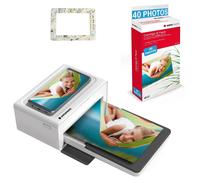 AGFA PHOTO Pack Imprimante Realipix Moments + Cartouches et papiers 40 photos + Joli cadre magnétique - Impression Bluetooth Photo 10x15 cm, iOS et Android, 4Pass Sublimation Thermique - Blanc